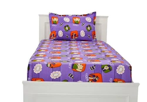 Amazon Brand - Solimo Floral 120 TC Cotton Single Bedsheet (Purple)