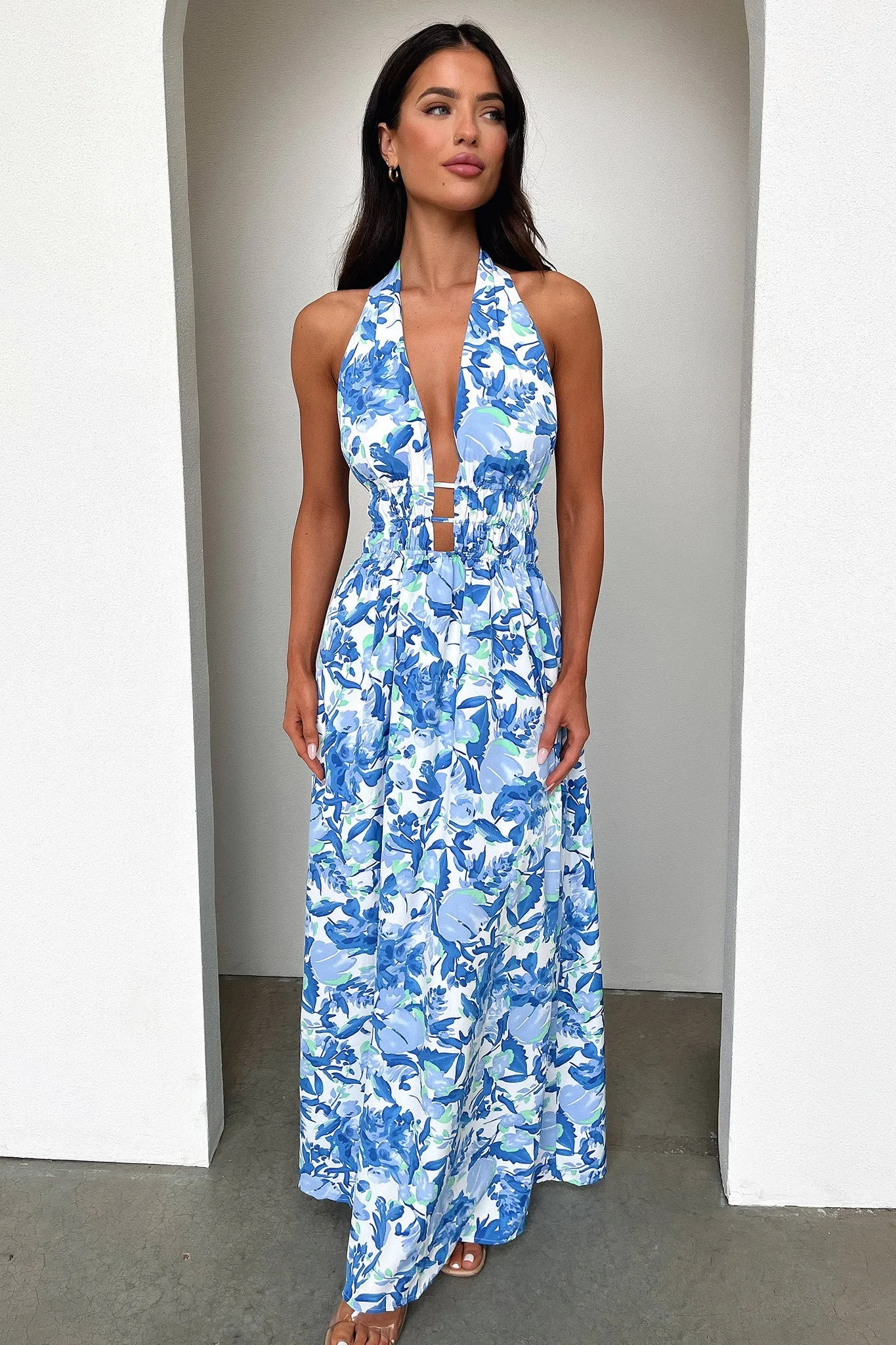 Arien Maxi Dress - Blue Floral