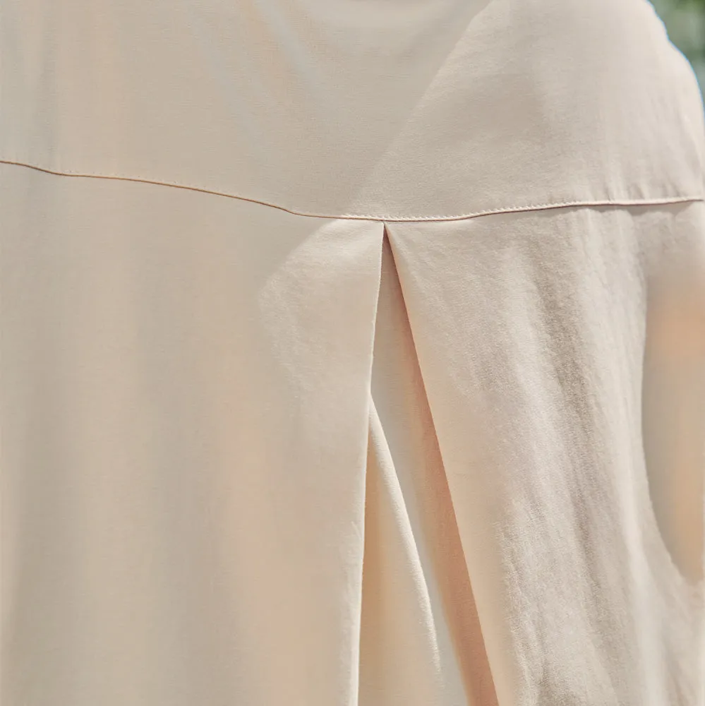 Back Pleated Top - Almond