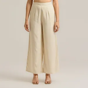 Beige Flared Palazzo Pants