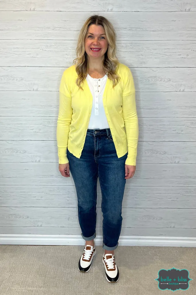 Belle Button Cardi - Lemon