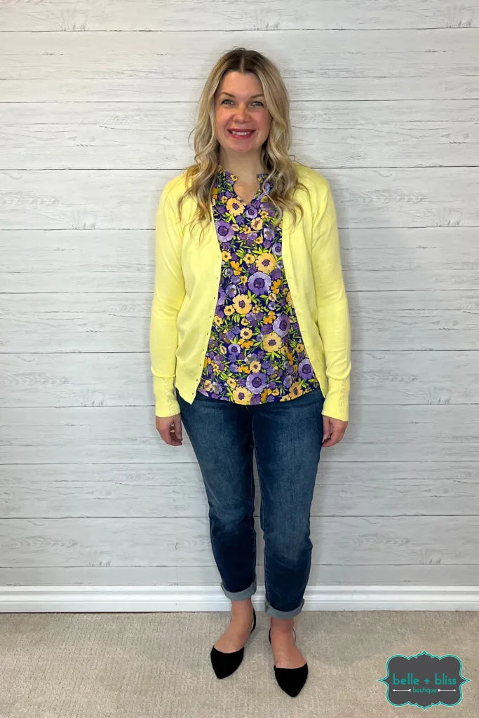 Belle Button Cardi - Lemon