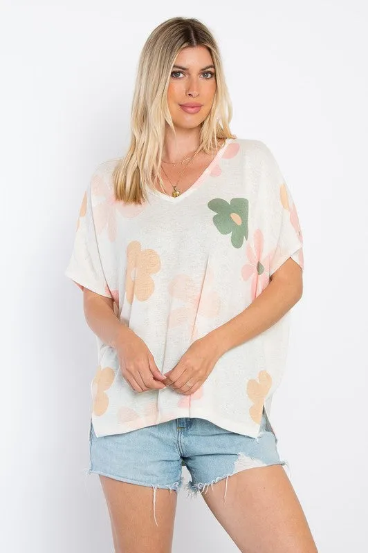 Big floral print dolman sleeve top