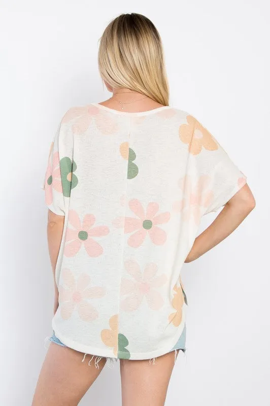 Big floral print dolman sleeve top