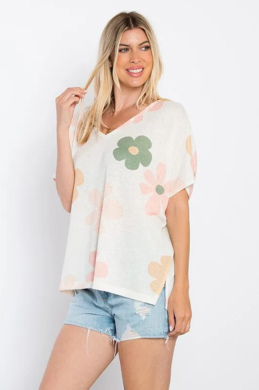 Big floral print dolman sleeve top