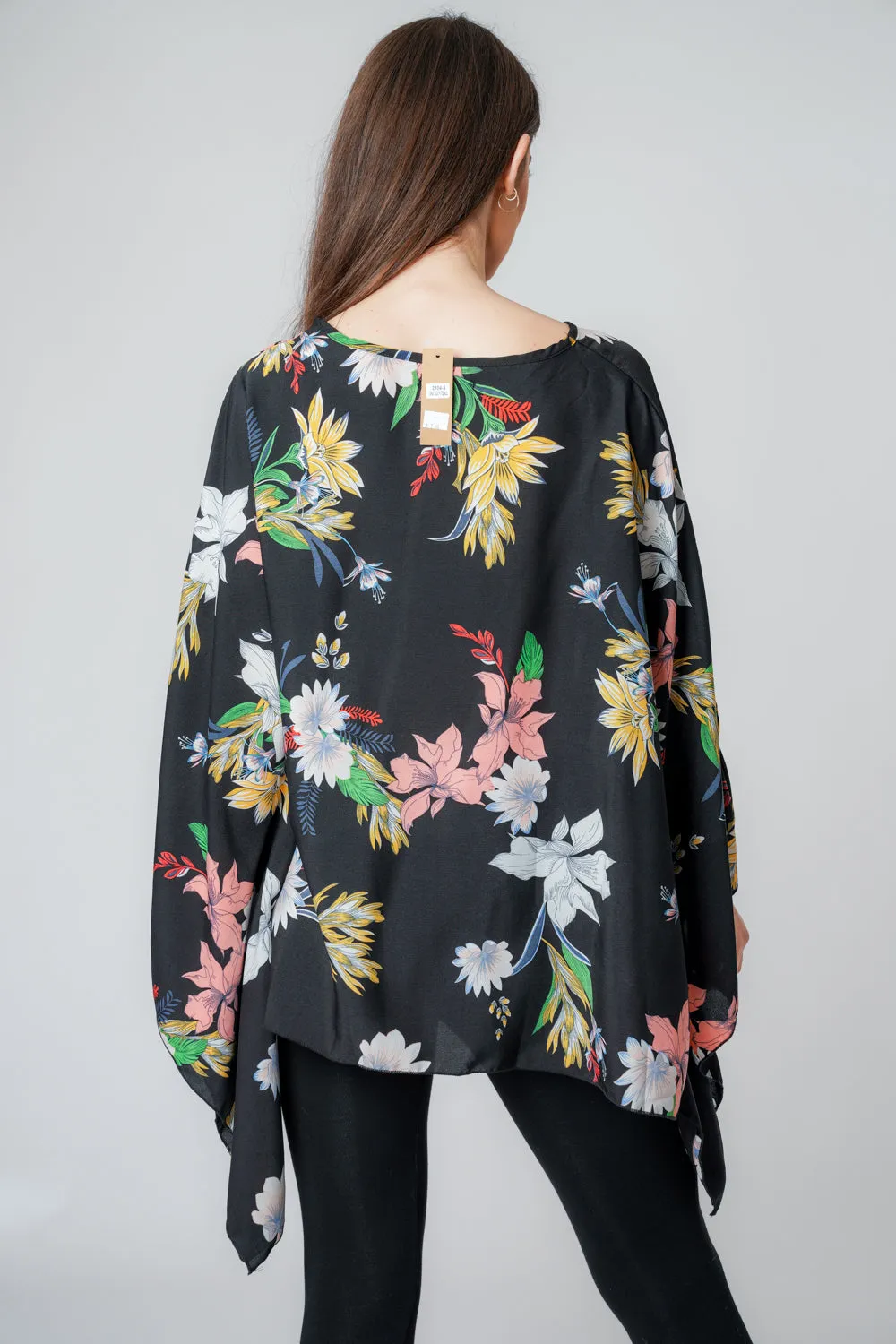 Black Floral Big Print Women Kaftan