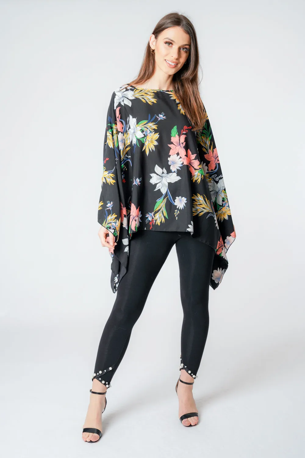 Black Floral Big Print Women Kaftan