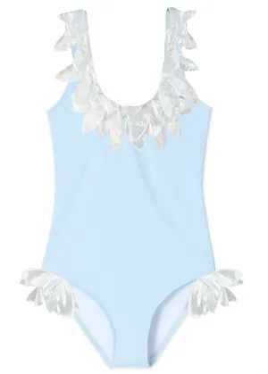 Blue Swimsuit Silver Petals