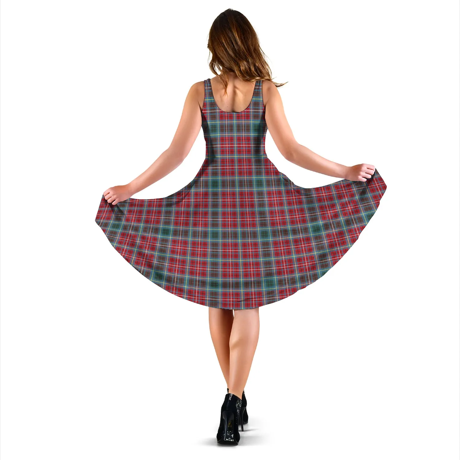 British Columbia Province Canada Tartan Sleeveless Midi Womens Dress