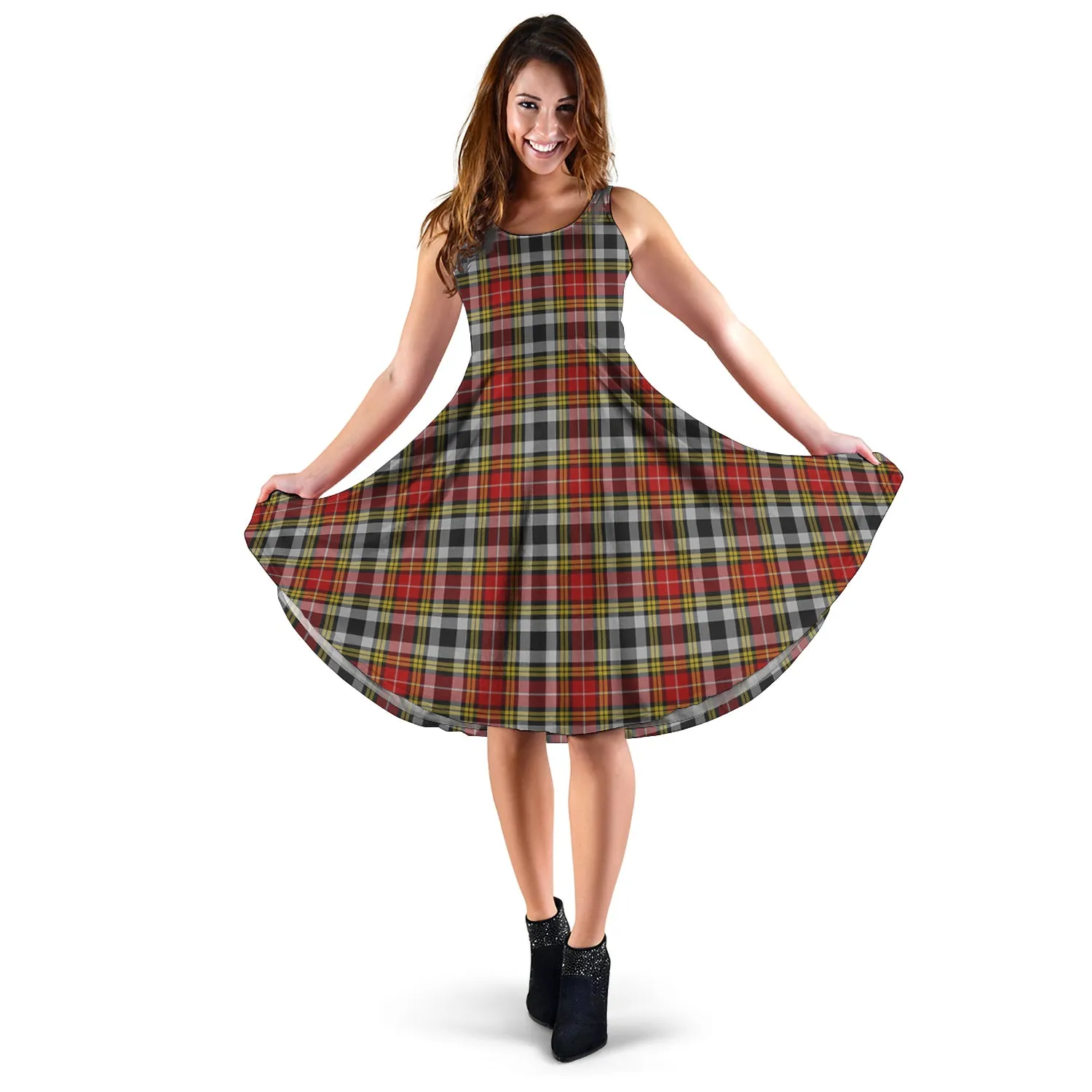 Buchanan Old Dress Tartan Sleeveless Midi Womens Dress