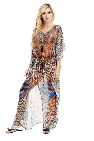 Club Moda :Women's Long Caftan Dress with front Slit | Luxuriously Soft Kaftans