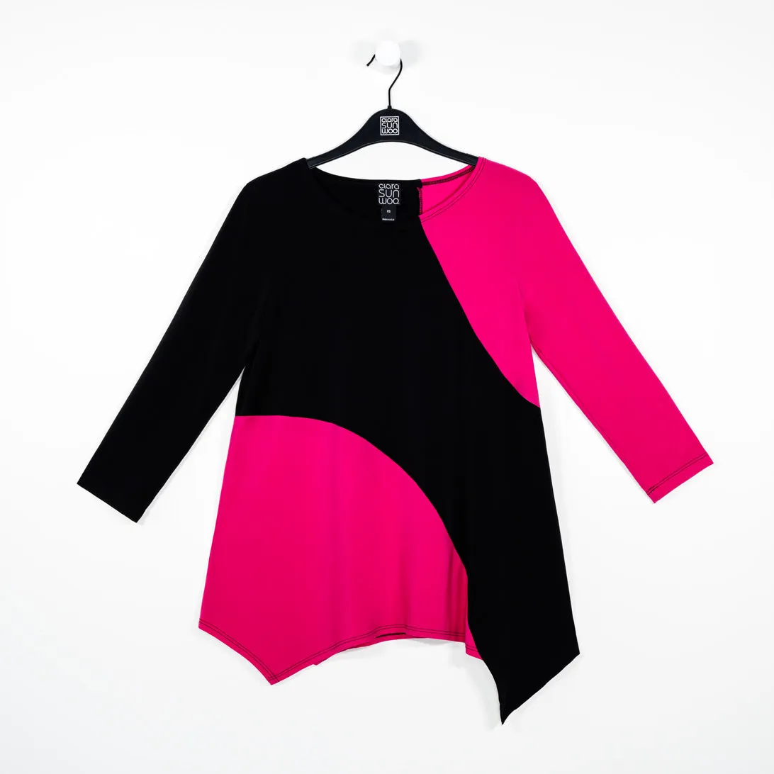 Color Block Angle Flow Tunic - Hot Pink - Final Sale!