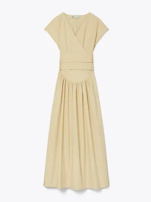 Cotton poplin wrap dress in Sand Khaki