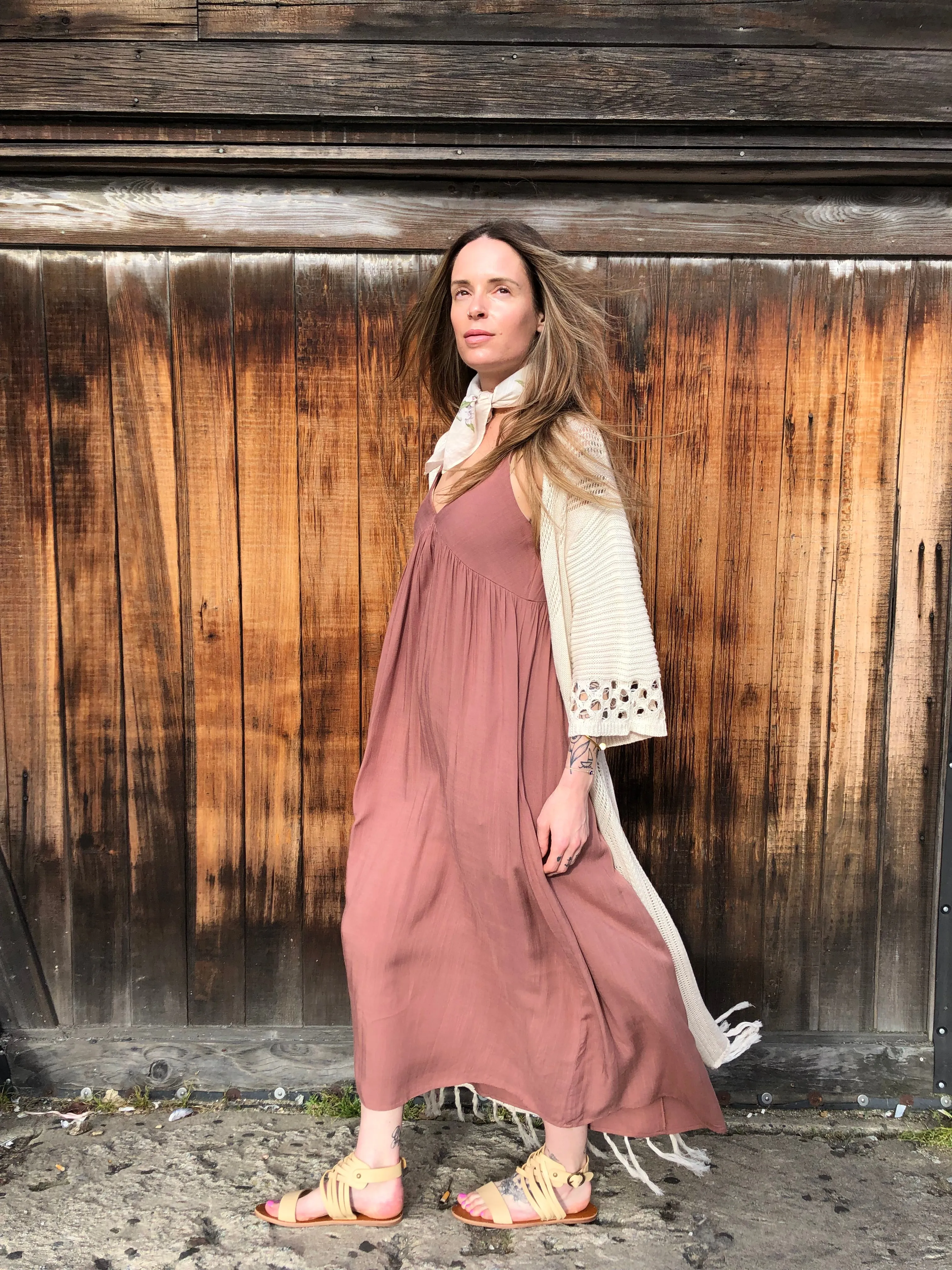 Stylish Terracotta Maxi Dress by Cypress - Enhanced