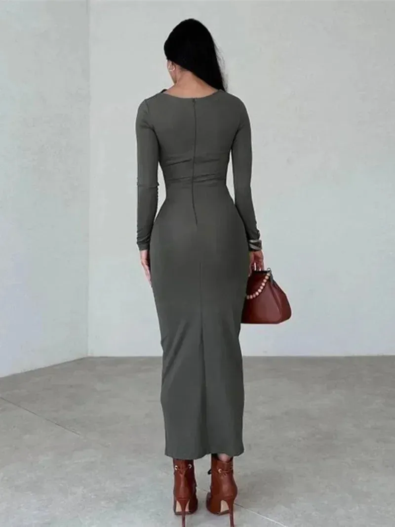 DressBetty - 2024 Streetwear Spring Office Lady Solid Tunics Bodycon Party Maxi Dress