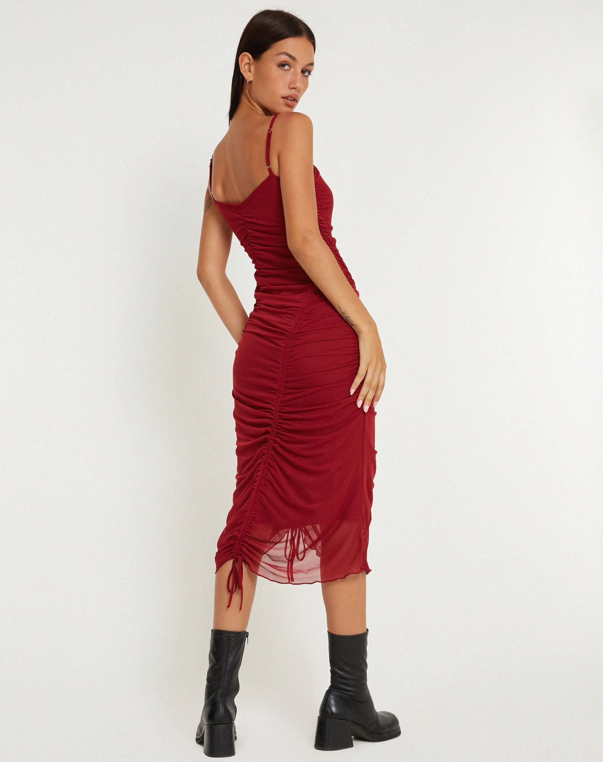 Dulcia Midi Dress in Burgundy