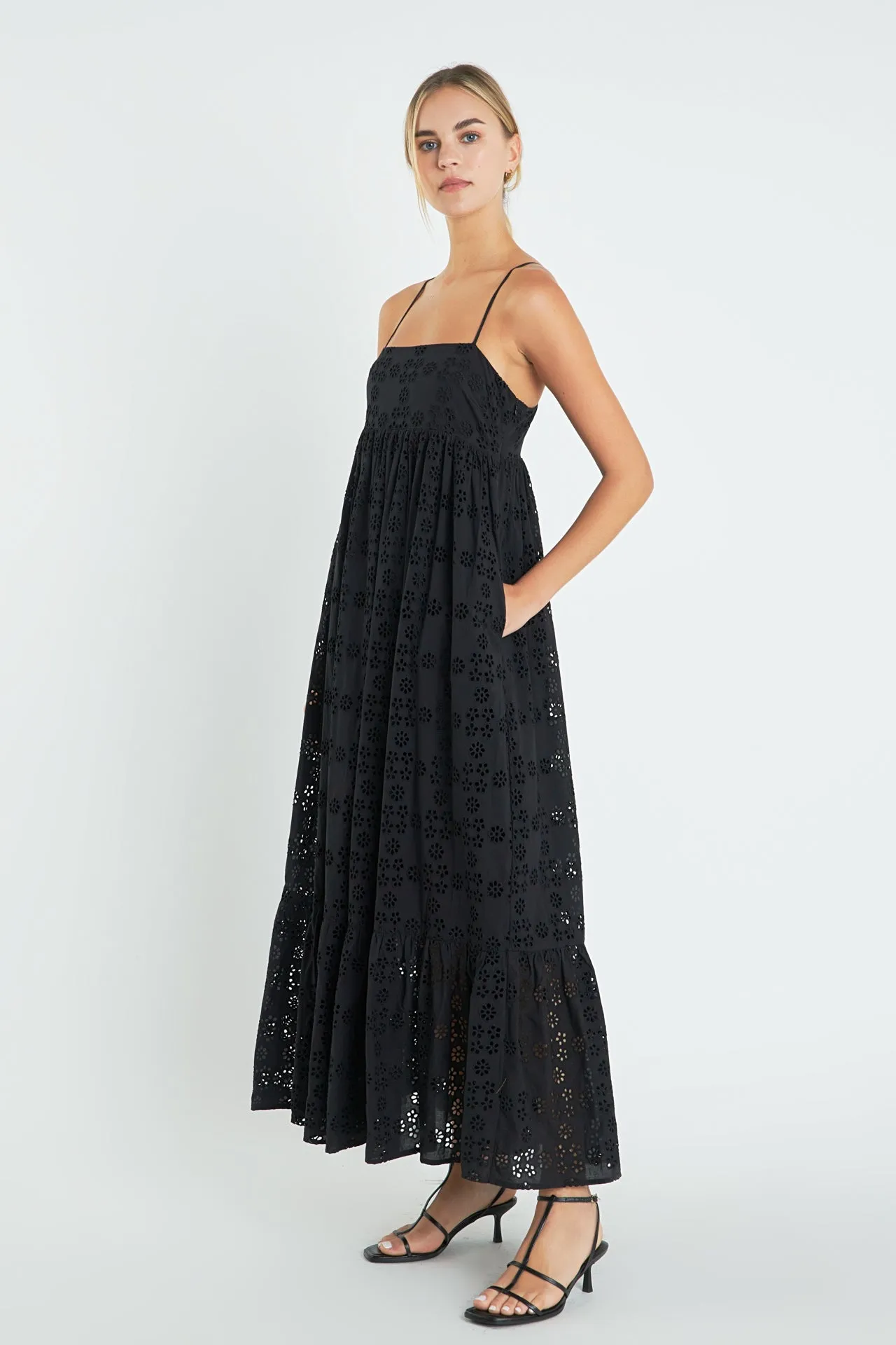 Embroidered Cotton Sleeveless Maxi Dress