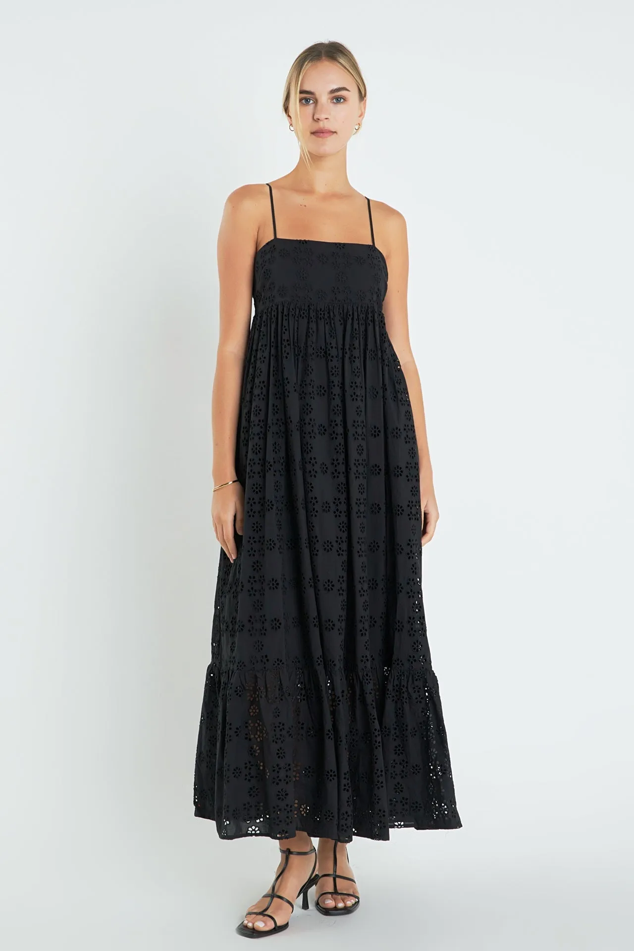 Embroidered Cotton Sleeveless Maxi Dress