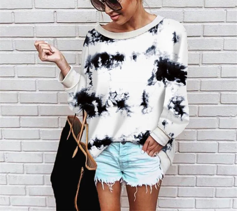 Fashion printed leopard flower sweater loose top