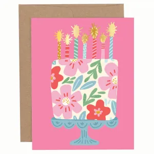 Floral Cake Birthday Greeting Card