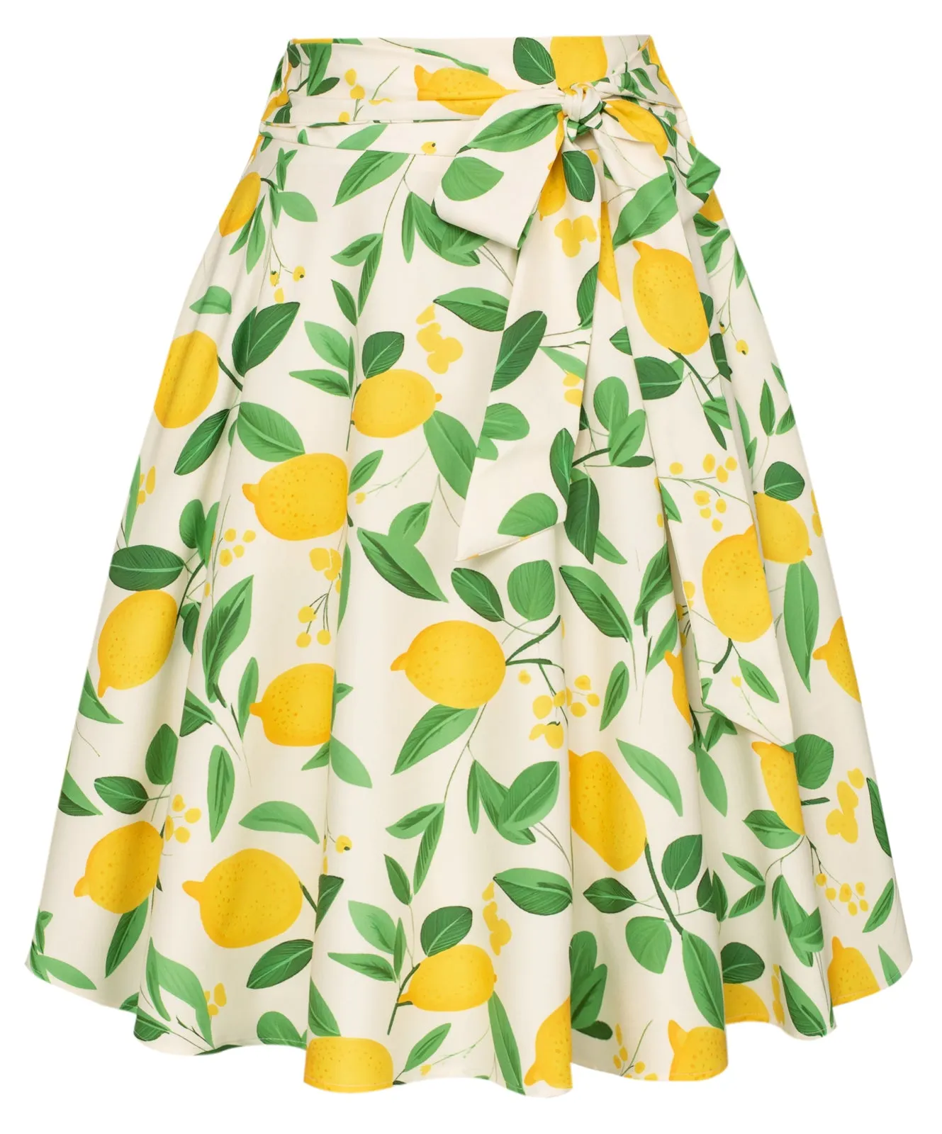 Floral Patterns Women's High Waist Bow Decorated A-Line Pockets Skirt