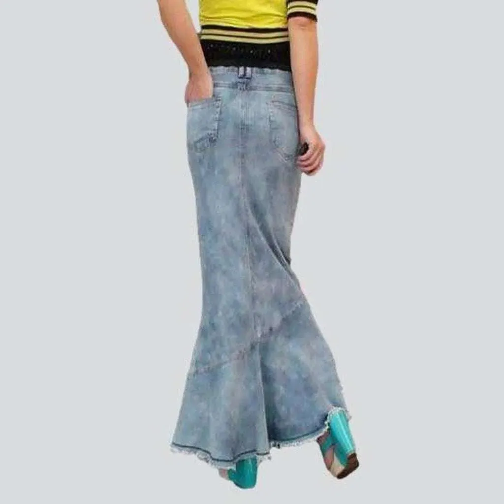 Frills mermaid women's denim skirt