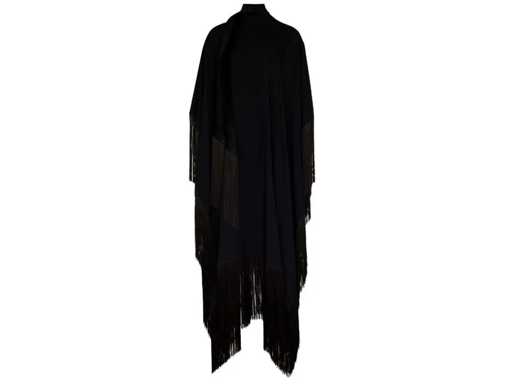 Fringed Formal Black MIDI Coco Bella Silk Blend kaftan Maxi