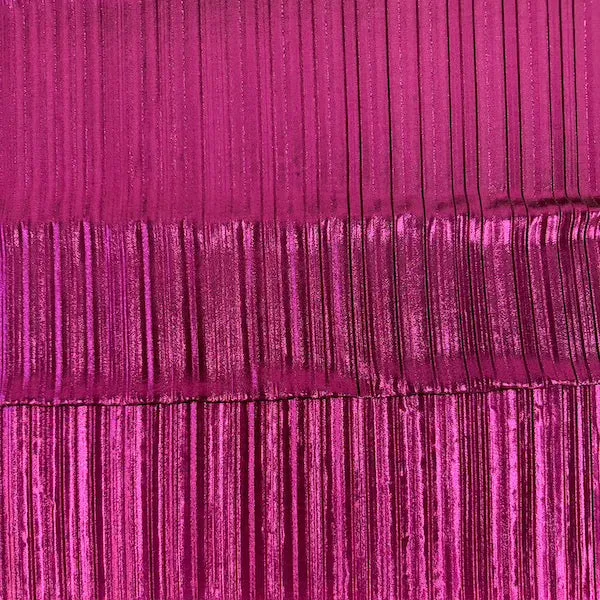 Fuchsia Metallic Pleated Foil Polyester Spandex Fabric