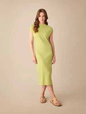 Green Rib Knit Midi Dress