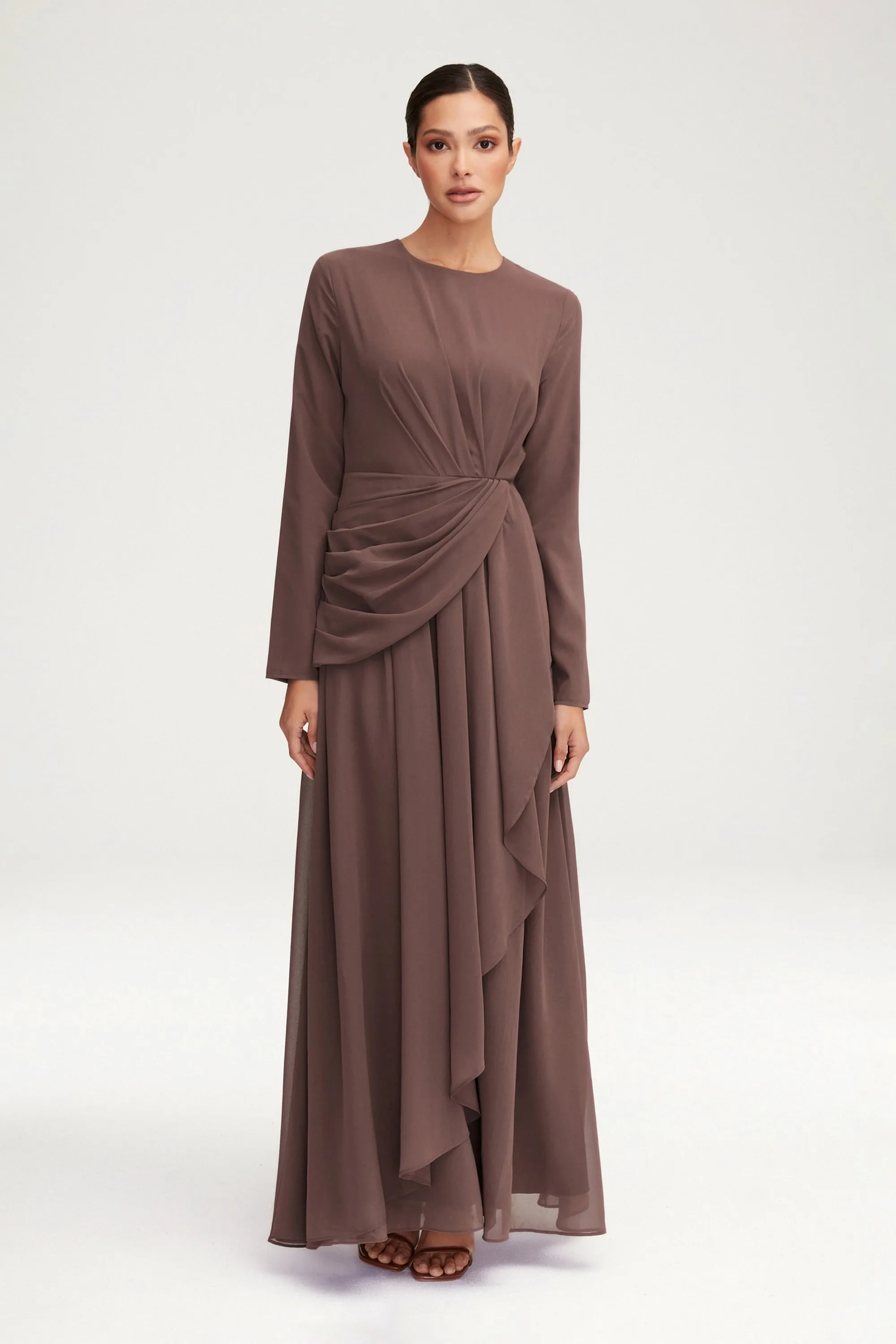 Huda Chiffon Maxi Dress - Deep Taupe