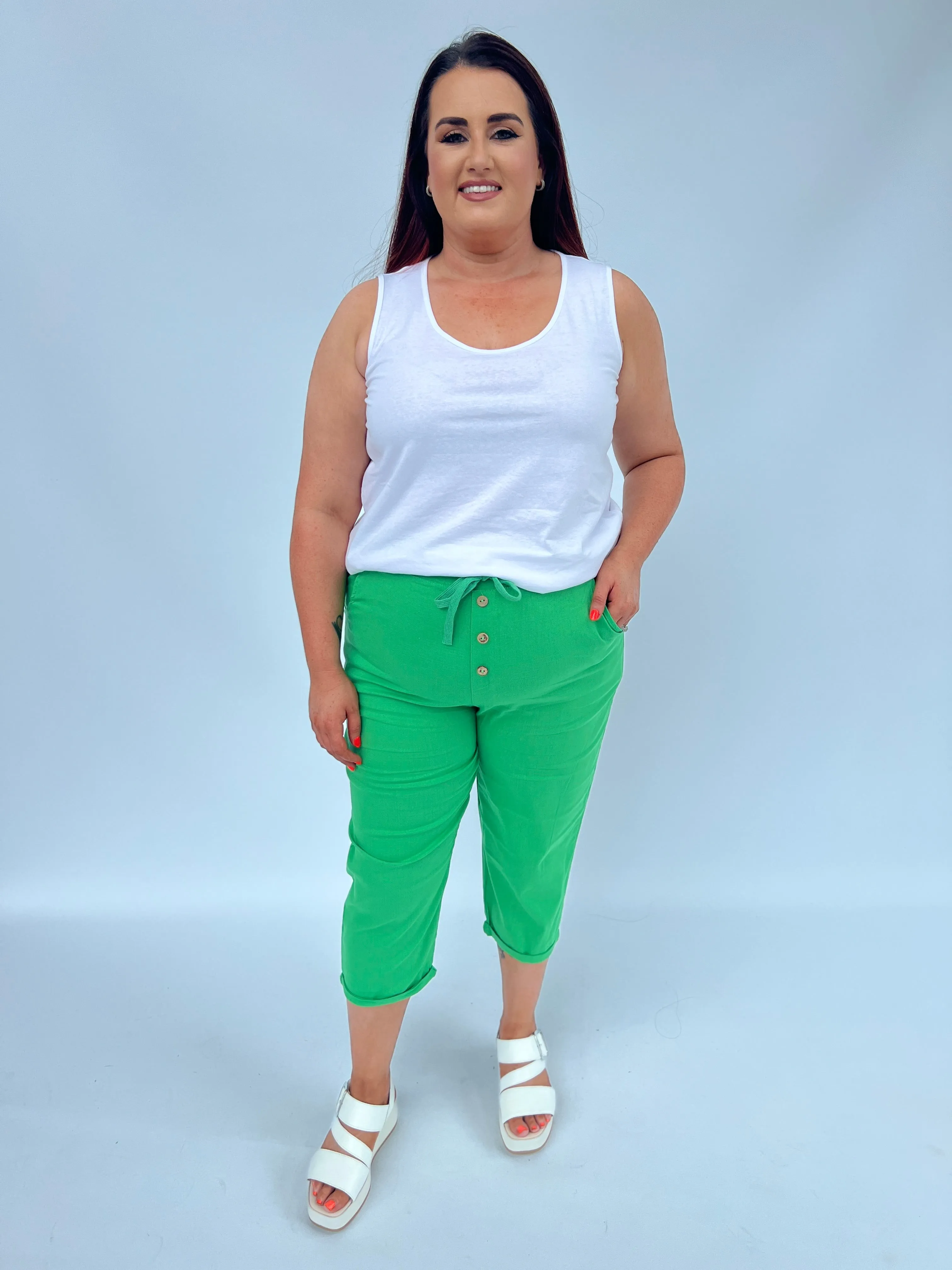 Indy Linen Crops in Green