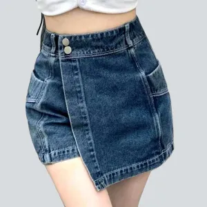 Irregular mini denim skirt