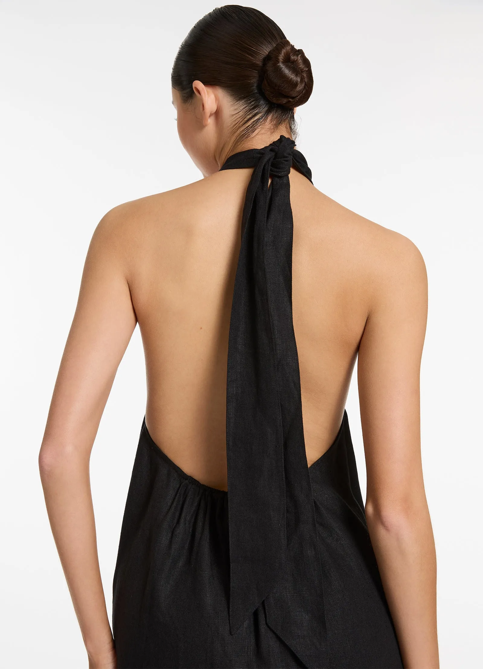 Jetset Low Back Halter Dress - Black