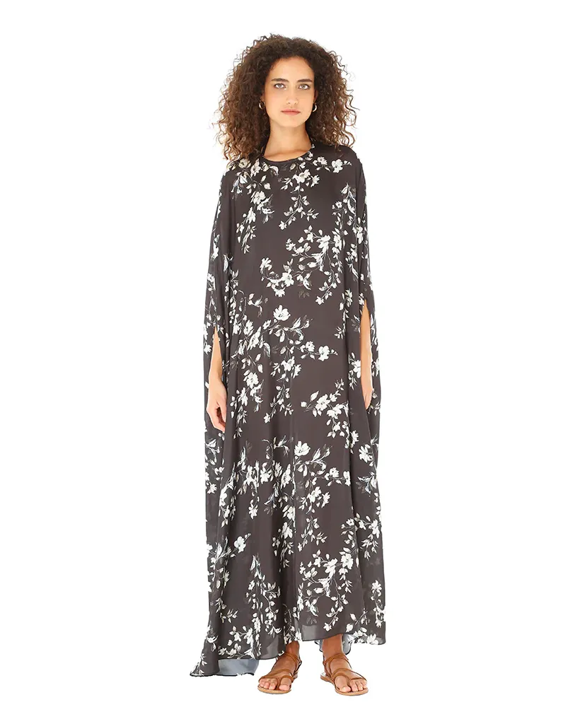 Josephine Black Floral Kaftan