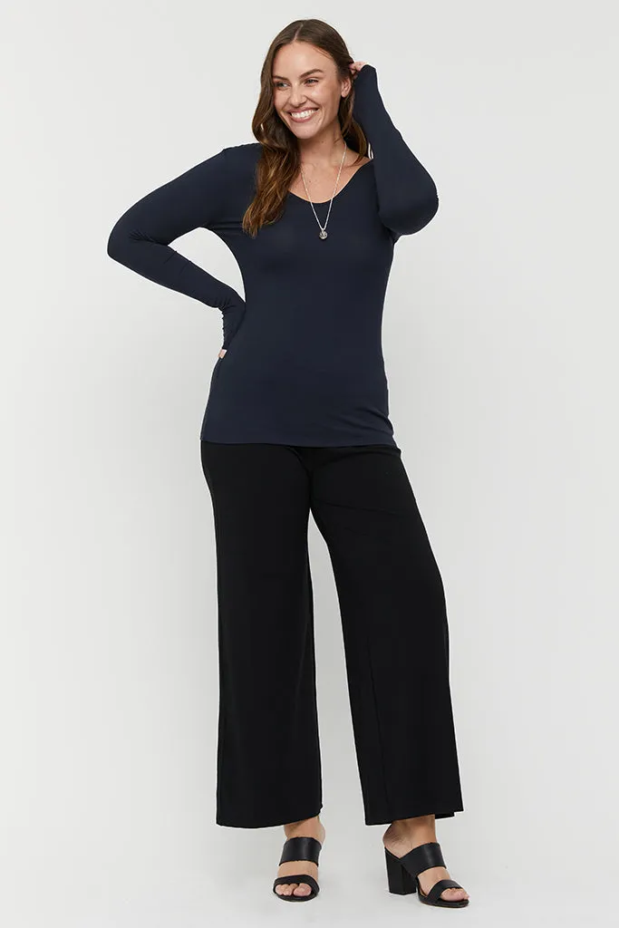 Long Sleeve V Neck - Dark Navy