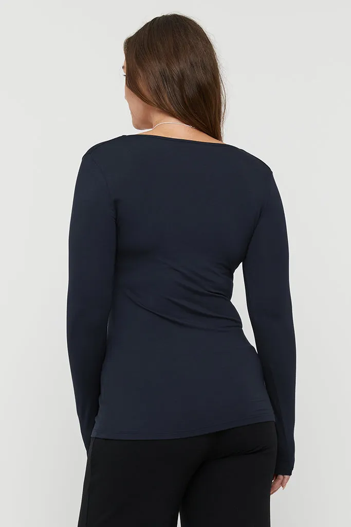 Long Sleeve V Neck - Dark Navy