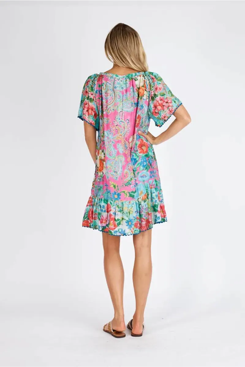 Lula Life Finch Shirred Printed Dress