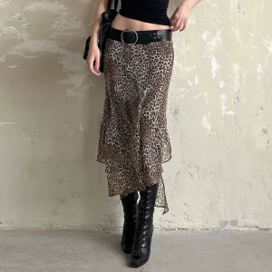 Mahathi Leopard Print Midi Skirt