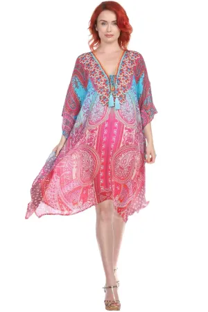 Elegant Multi-Color Viscose Silk Designer Kaftan Dress for Women