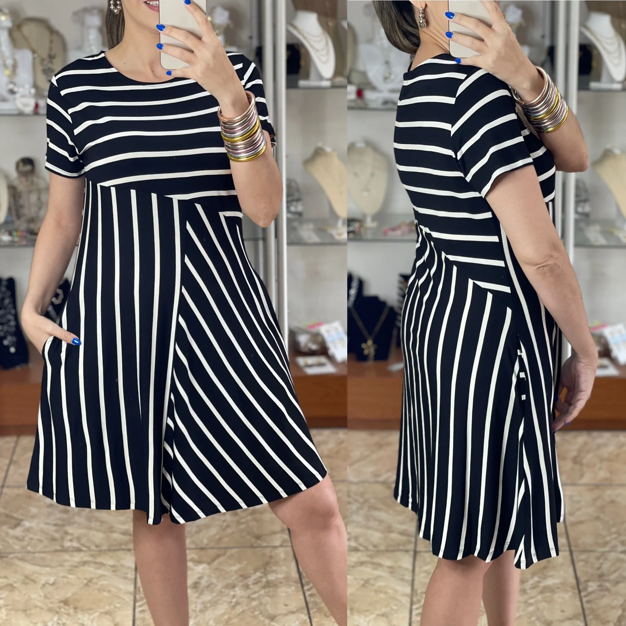 Multidirectional Stripes Dress