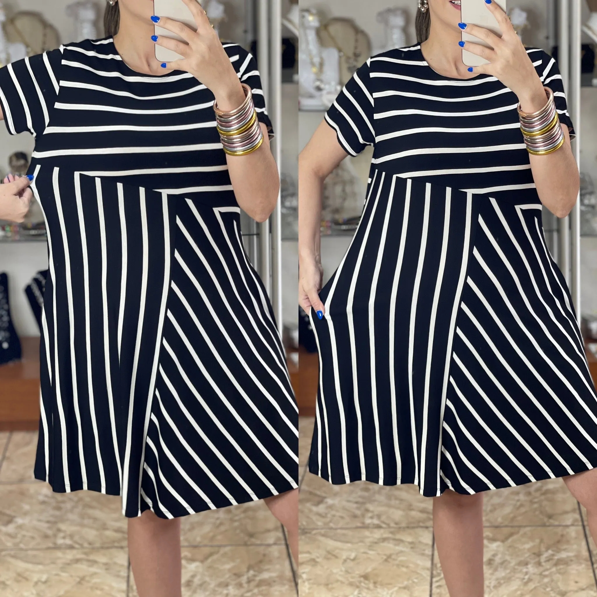 Multidirectional Stripes Dress