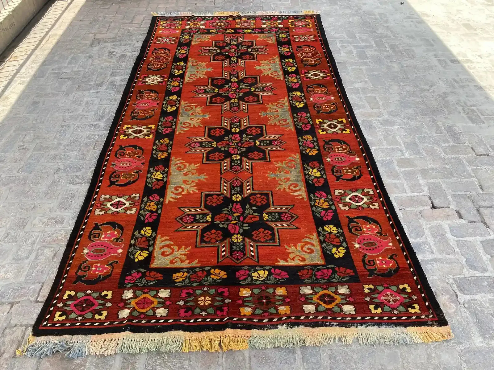 One of a kind Semi Antique Hand-Knotted Caucasian Rug - 7.2' x 14.2'