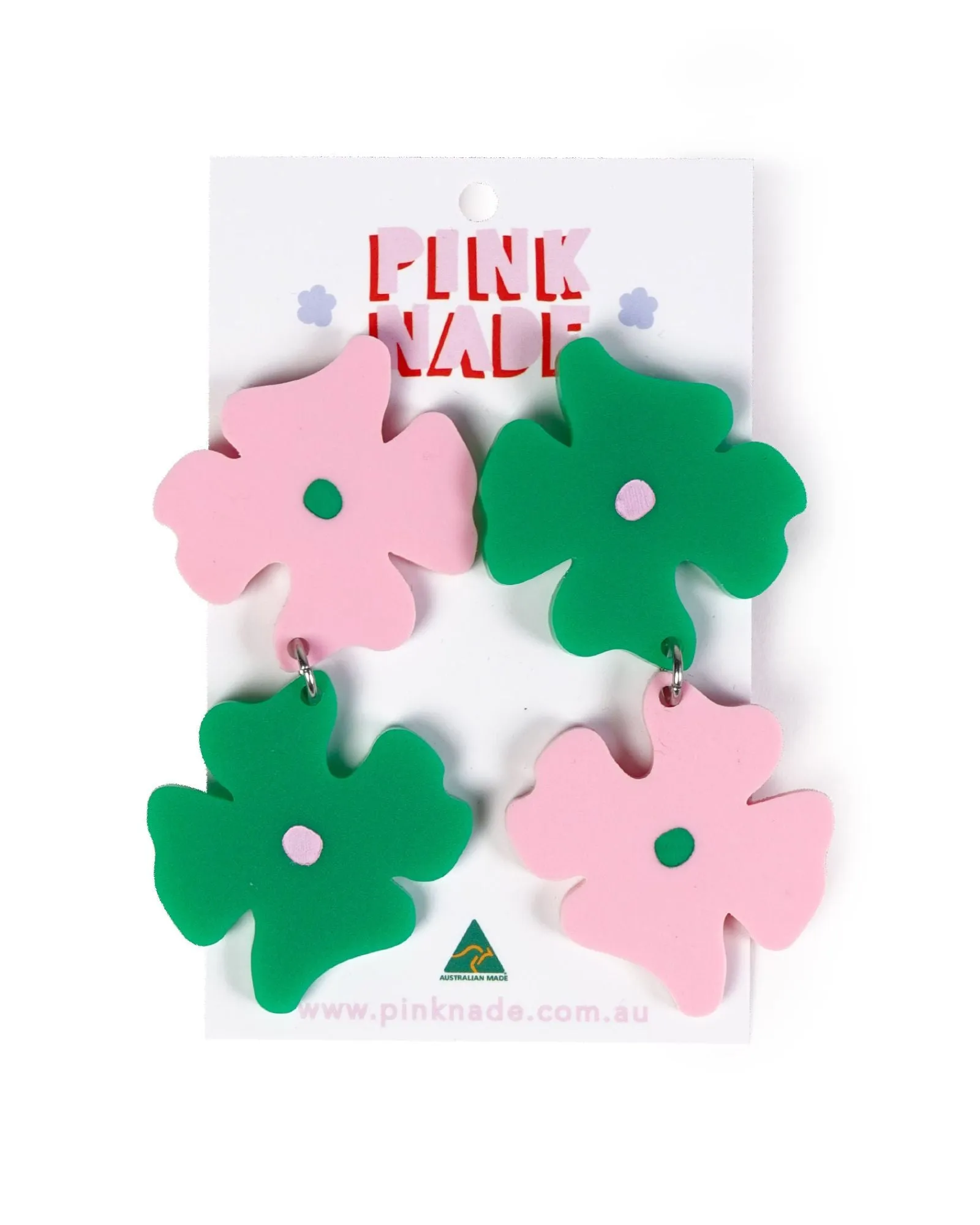 Pink & Green Blossom Dangle Earrings