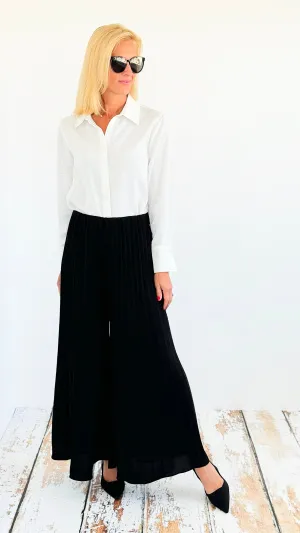 Pleated Wide Leg Pants - Black