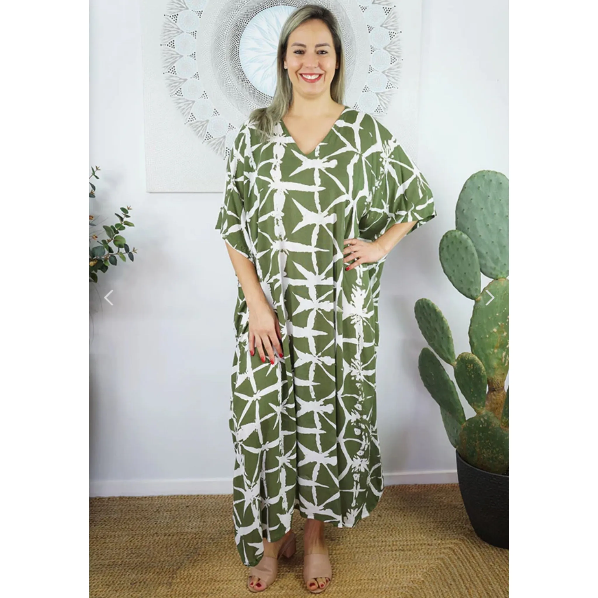 Rayon Maya Kaftan Dress One Size Fits All 12 to 26