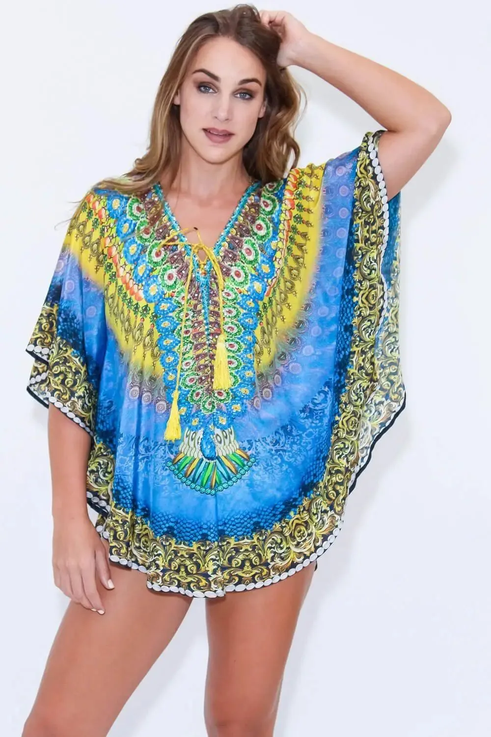 Relaxed Multi Color Short Balloon Kaftan