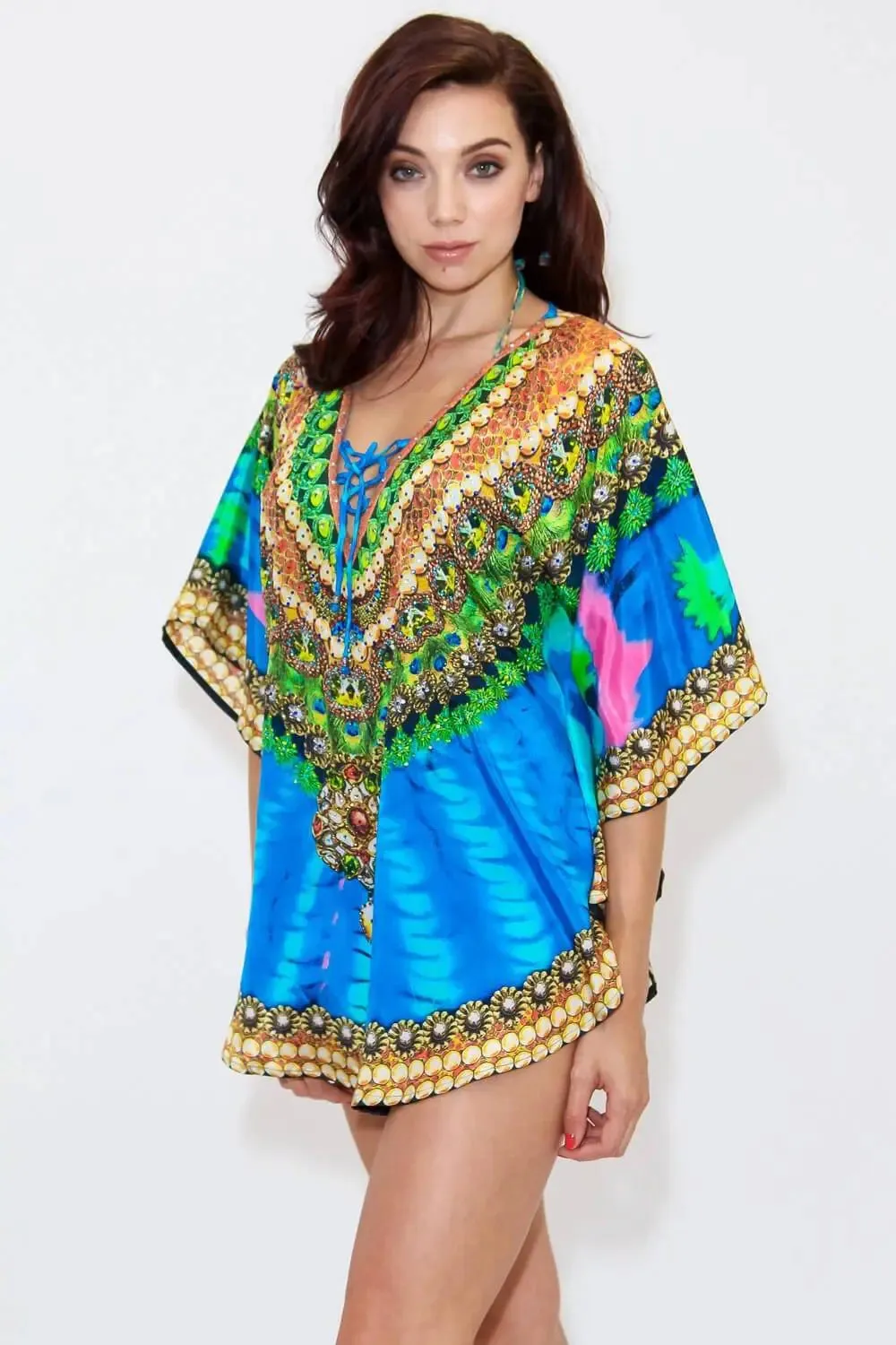 Relaxed Multi Color Short Balloon Kaftan