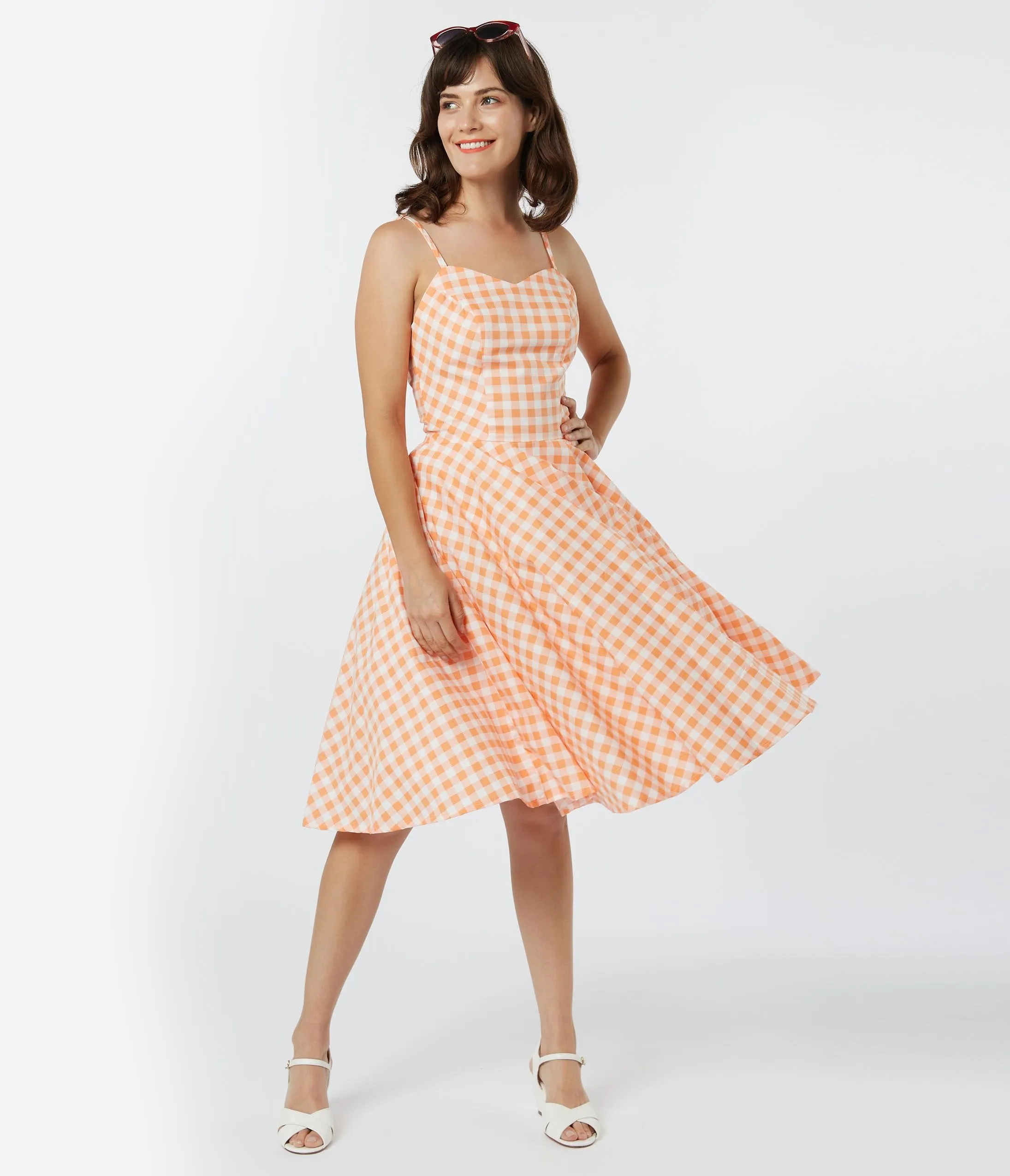 Retro Style Pink Gingham Ray Swing Dress