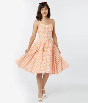 Retro Style Pink Gingham Ray Swing Dress