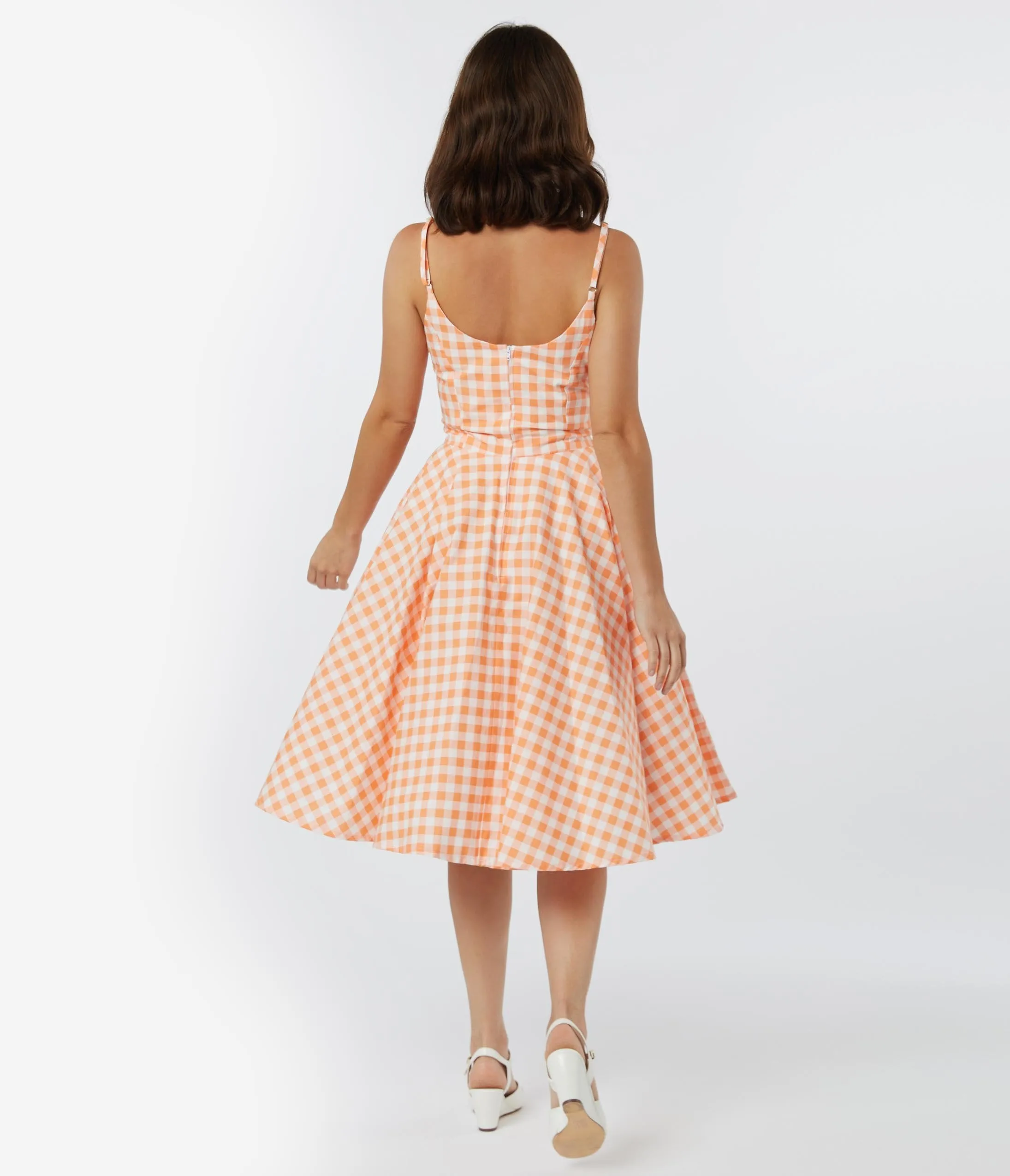 Retro Style Pink Gingham Ray Swing Dress